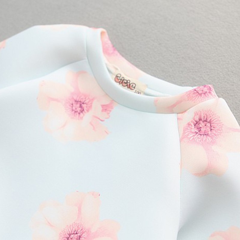 Wholesale- Korean Autumn Kids Clothes Baby Girl Floral Long Sleeve T-shirt + Skirt Fashion Girls 2 Pcs Set Children Clothing