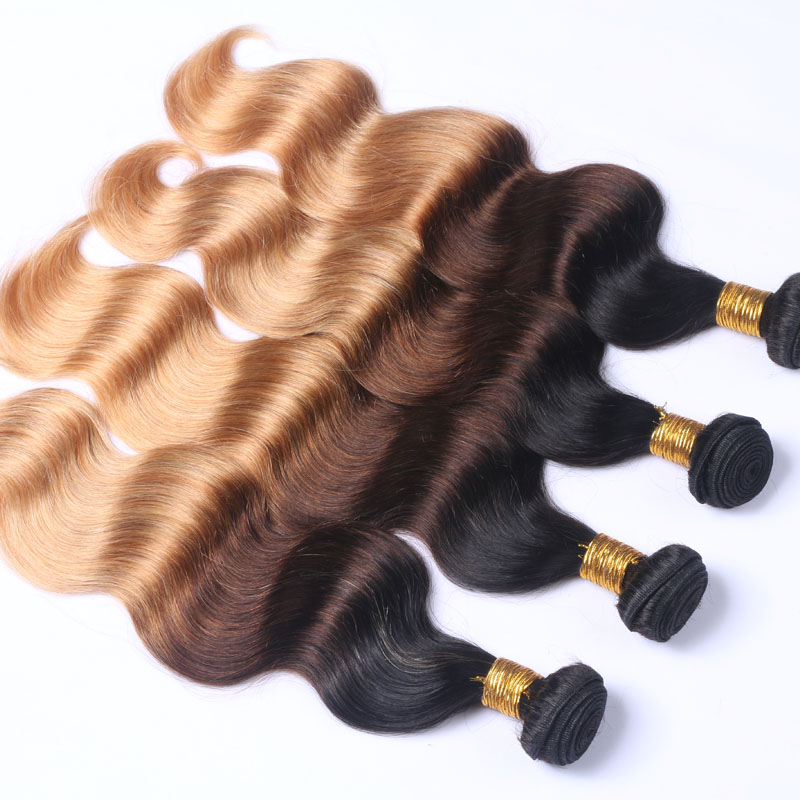 Dark Root Ombre Brown Strawberry Blonde Three Tone Colored Hair 1b 4 27 Color Blonde Human Hair Weft Bundles Ombre Hair Weaves