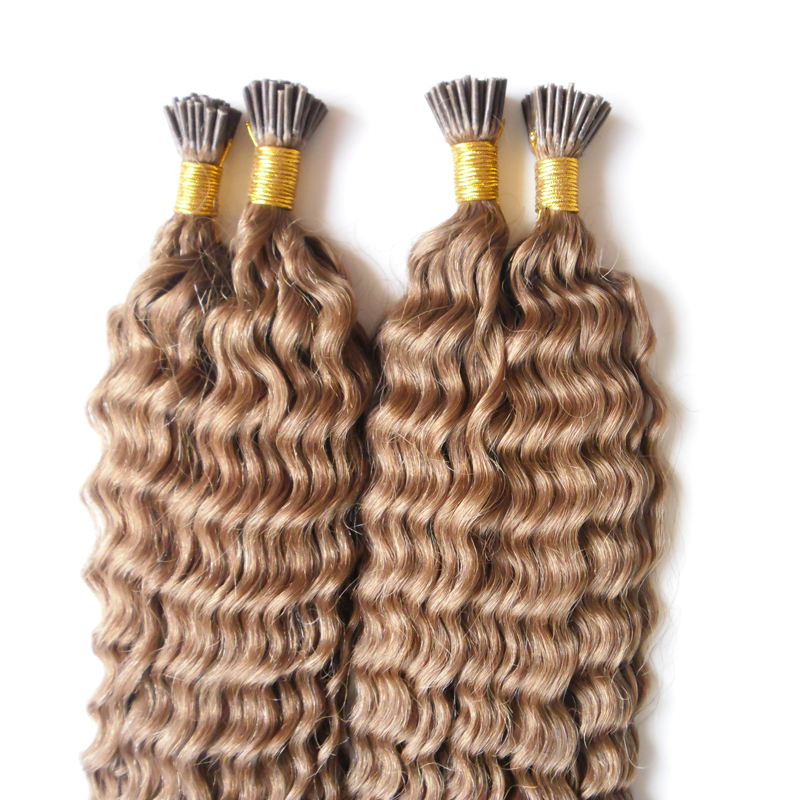 #6 Medium Brown keratin hair extension 200g/strands curly fusion hair extensions I Tip Extensions 200s Deep Curly hair capsules