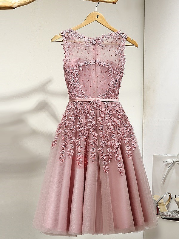 robe de soriee New Prom Dress High Quality Scoop Lace Appliques Knee Length 2022 Evening Dresses Party Gowns Vestido Festa Formal