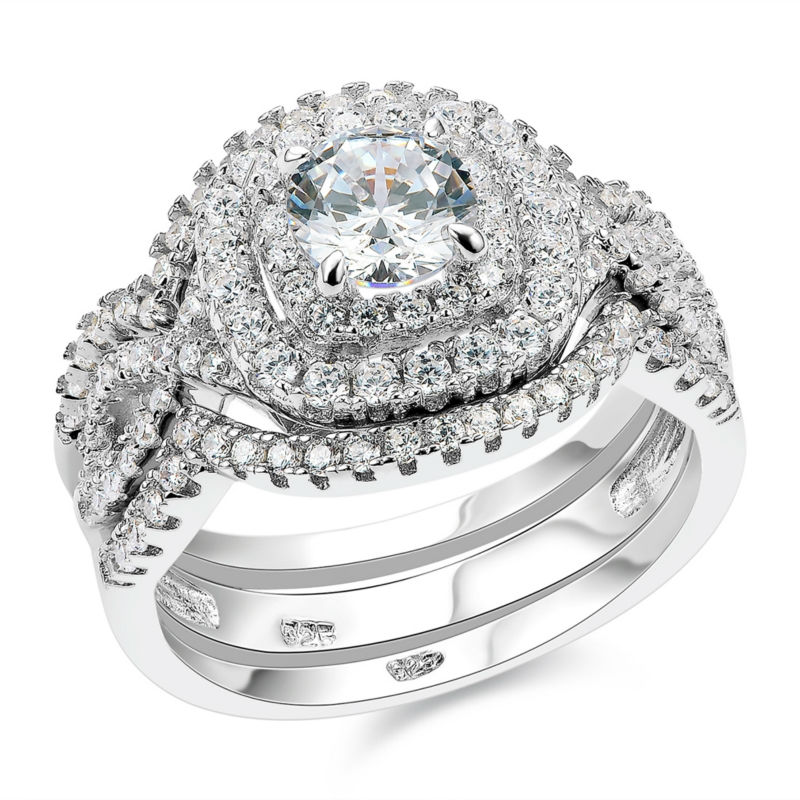 New Arrival Solid 925 Sterling Silver Wedding Ring Bridal Sets Engagement Band Classic Jewelry For Women Free Shipping