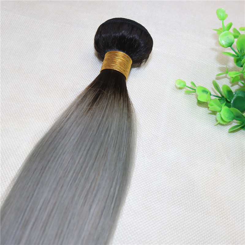 Ombre Grey Human Hair Weave Straight Brazilian Viegin Hair Bundles Two Tone Color Gray Hair Bundles Top Quality Best Seller