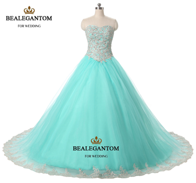 mint blue quinceanera dresses ball gown with lace ruffle sequins shiny sweet 16 prom pageant party gowns qc126