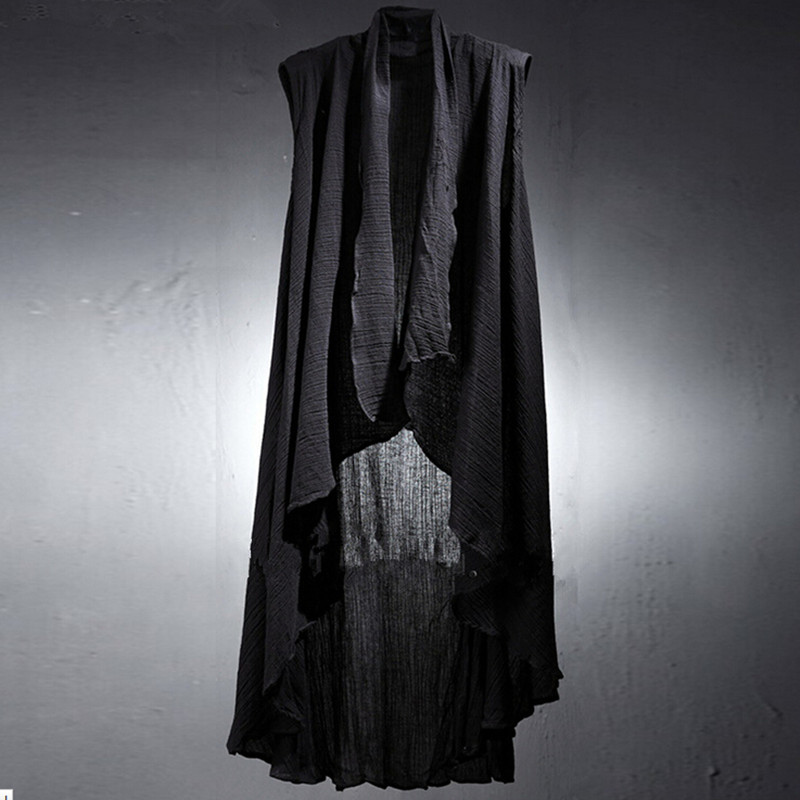 Wholesale- Spring summer men cotton linen punk rock long vest sleeveless cape cloak men night club singer harajuku outerwear chaleco hombre, Black
Wholesale- Spring summer men cotton linen punk rock long vest sleeveless cape cloak men night club singer harajuku outerwear chaleco hombre, Black