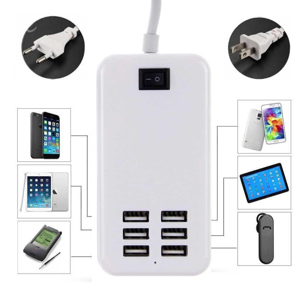 

6 Ports USB Desktop Multi-Function Fast Wall Charger 5V 6A 30W Travel Charger AC Power Adapter US/EU Plug