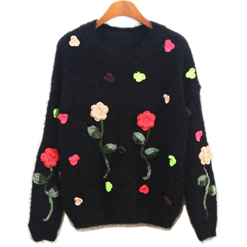 Wholesale- 2017 Sweater Women Korean Style Flowers Embroidered Roses Jumper Hedging Sweaters Mohair Female Pullover Vestidos LXJ191, Black
Wholesale- 2017 Sweater Women Korean Style Flowers Embroidered Roses Jumper Hedging Sweaters Mohair Female Pullover Vestidos LXJ191, Black