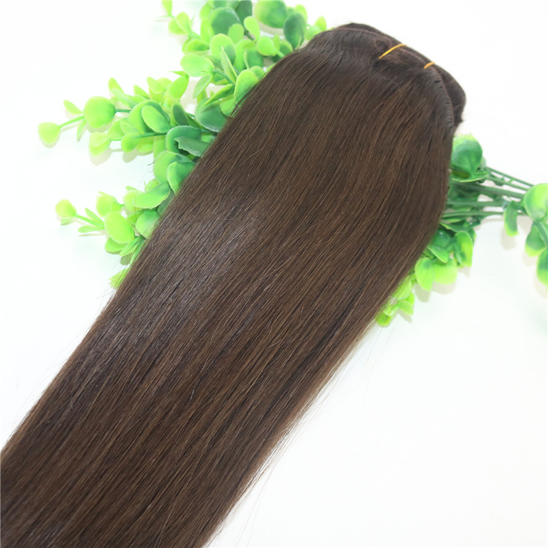 Clips Human Hair Extension 2# Dark Brown Straight Brazilian Human Hair 7PCS 120gram 12INCH 20INCH 26INCH