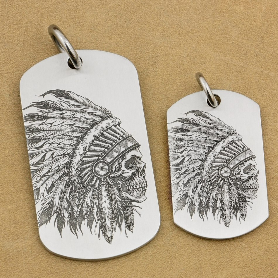 LINSION 316L Stainless Steel High Detail Deep Engraved Customized Mens Biker Punk Indian Chief Skull Pendant Dog Tag 9X202 JP
LINSION 316L Stainless Steel High Detail Deep Engraved Customized Mens Biker Punk Indian Chief Skull Pendant Dog Tag 9X202 JP
