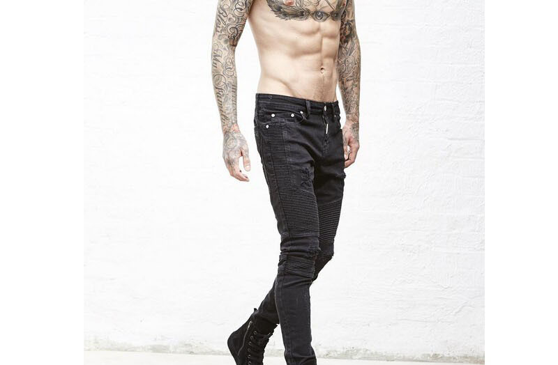 Wholesale-represent clothing designer pants slp blue/black destroyed mens slim denim straight biker skinny jeans men ripped jeans 28-38