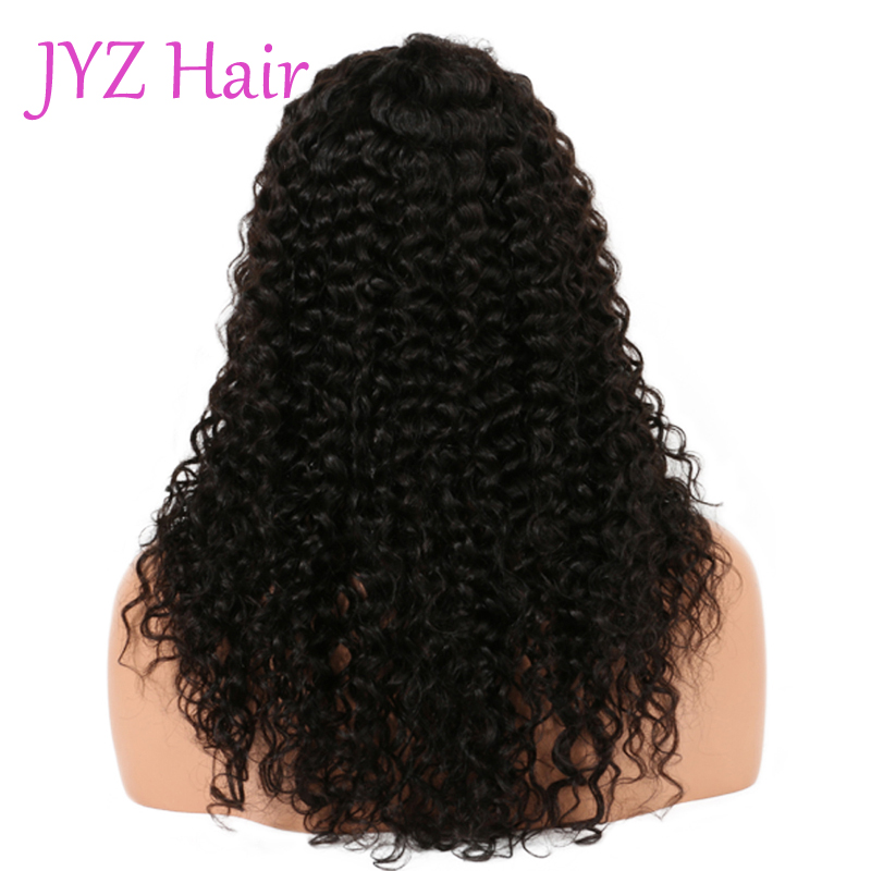 Glueless Full Lace Human Hair Wigs Kinky Curly Natural Color Peruvian Brazilian Malaysian Indian Mongolian Lace Front Wigs With Baby Hair