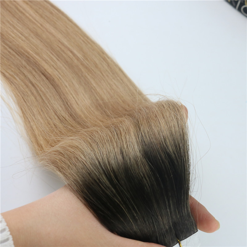 Tape In Human Hair Extensions Ombre Hair Brazilian Virgin Hair Balayage Dark Brown to 27 Blonde Extensions Highlight Skin Weft