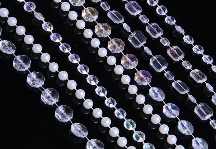Wholesale-30 Meters Diamond Crystal Acrylic Beads Roll Hanging Garland Strand Wedding Birthday Christmas Decor DIY Curtain WT052