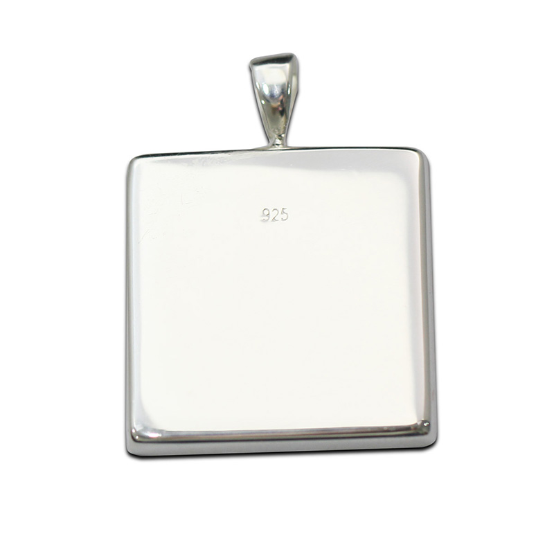 Beadsnice 925 Sterling Silver Square Pendant Base fit 25mm Cabochon Bezel Setting for DIY Jewelry Making ID26726