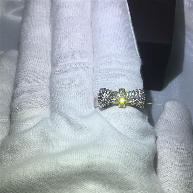 Infinity Jewelry Women Engagement wedding band ring for women bowknot Style 5A zircon crystal 925 Sterling silver Bridal rings