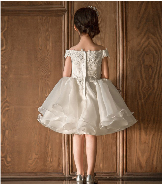 2017 Holidays Flower Girls Dress White Lace Clothes With Advanced Appliques Toddler Clothing For Girls Clothing Kids Dress For Wedding
