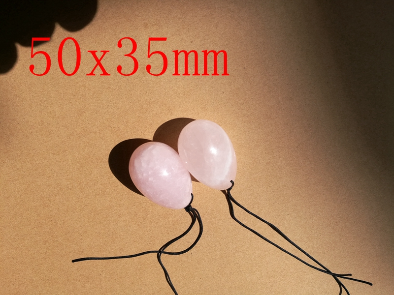 Free Shipping 50X35mm Drilled Natural Rose Quartz Jade Egg For Women Health Care Yoni Egg Kegel Exercise Yoni Eggs with pouch