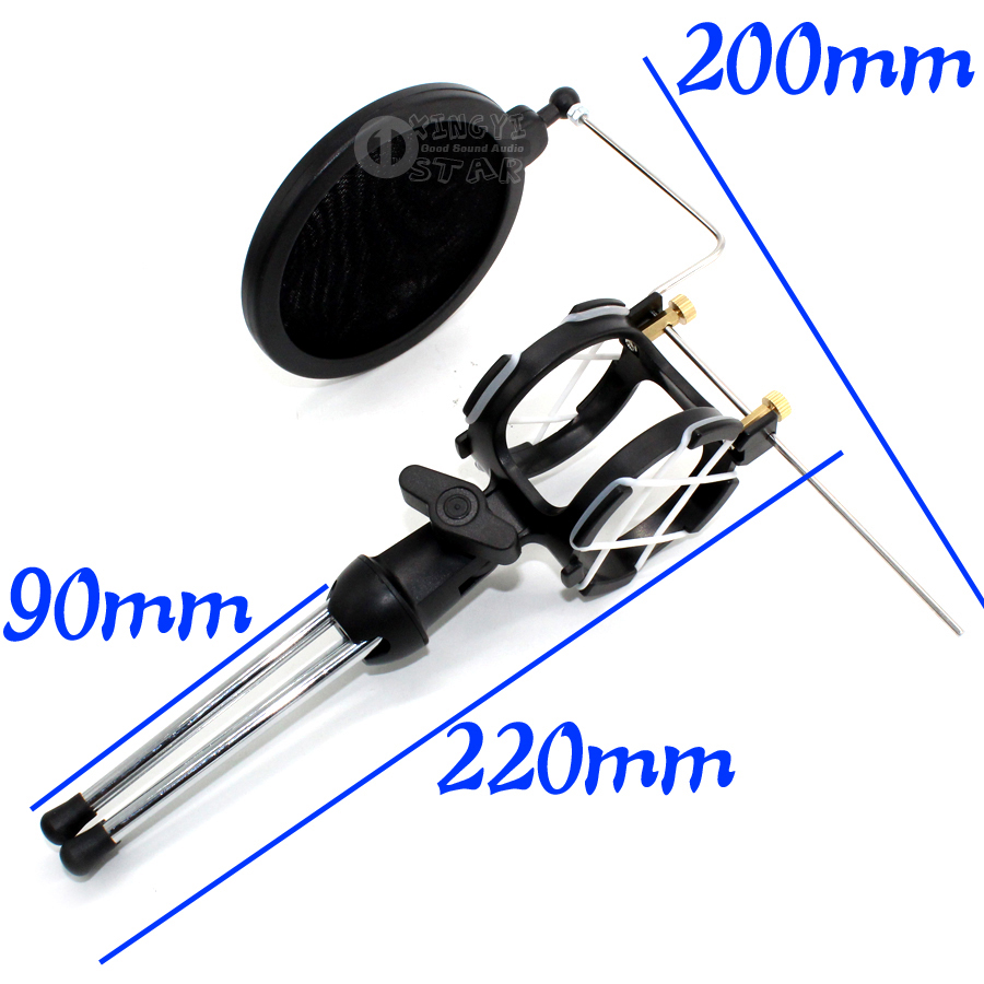 Desktop Adjustable Pop Filter Clip Mikrofon Tripod Folding Karaoke Microphone Stand Windscreen Mask Shield PC Recording Mic Holder