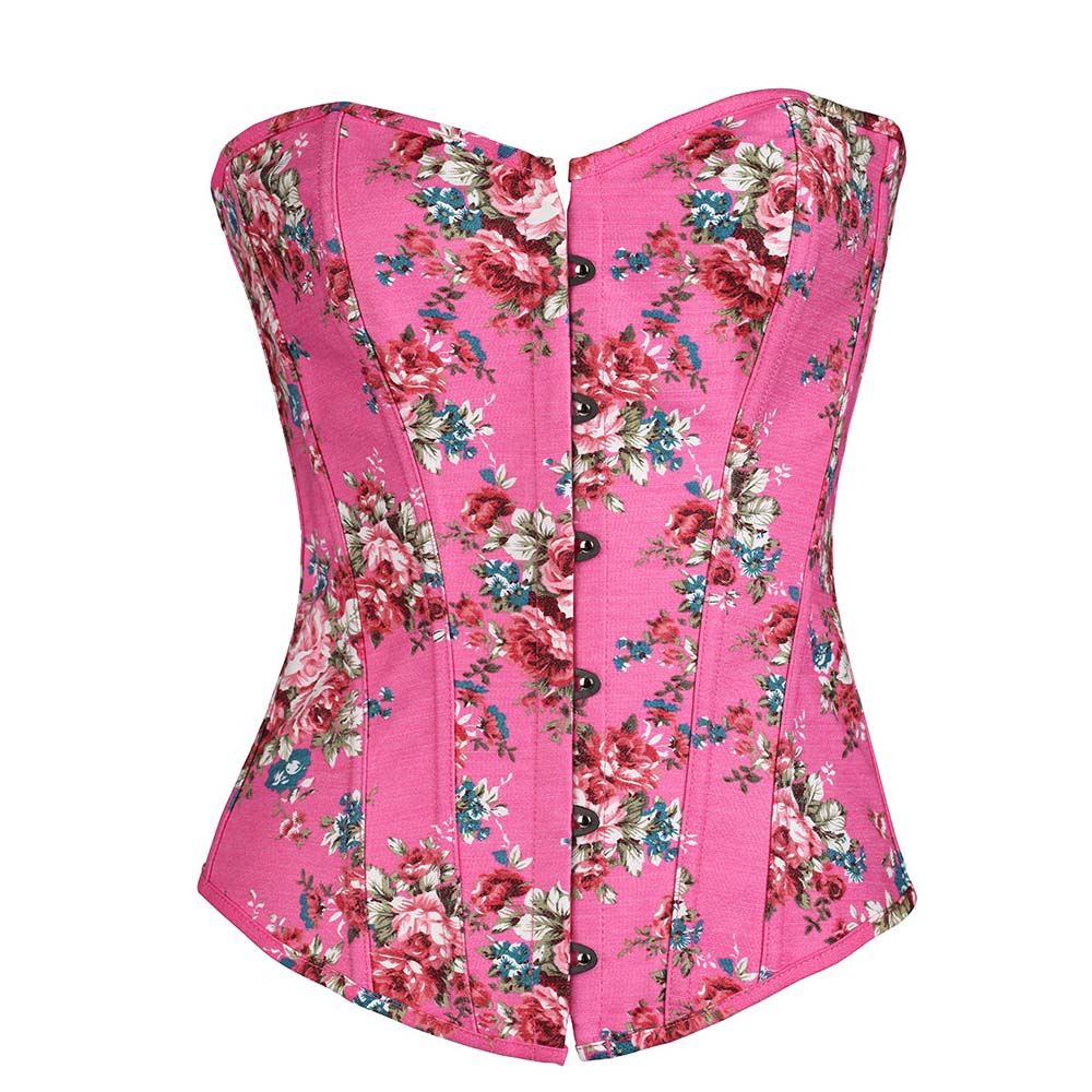 Free shipping!! Sexy Gothic Floral Fantasy Burlesque Denim Corset Women's Corset Lace Back Sexy Lingerie Pink 8910