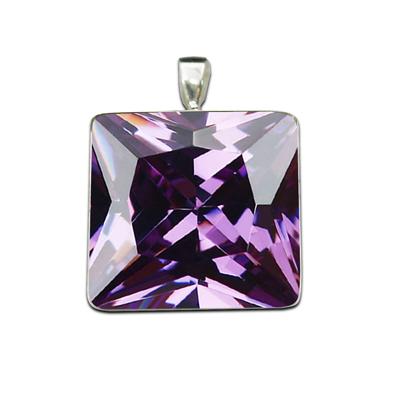 Beadsnice 925 Sterling Silver Square Pendant Base fit 25mm Cabochon Bezel Setting for DIY Jewelry Making ID26726