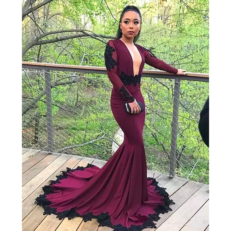 Burgundy Applique Long Sleeve Lace Prom Gownm Mermaid Evening Dress Sweep Train Formal Occasion Wear Custom Made, Grape
Burgundy Applique Long Sleeve Lace Prom Gownm Mermaid Evening Dress Sweep Train Formal Occasion Wear Custom Made, Grape