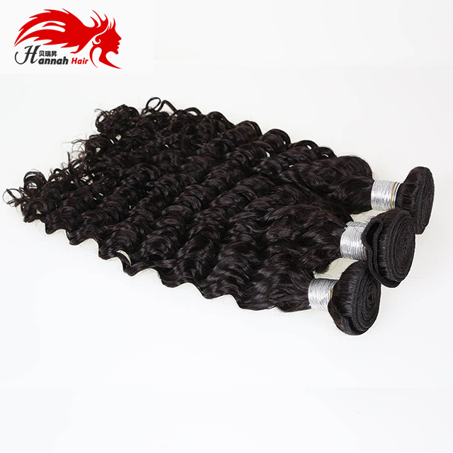7A Hannah Products Virgin Hair Deep Wave Human Hair Bundles Weaves 100g/pc Unprocessed Deep Curly Hair Extension