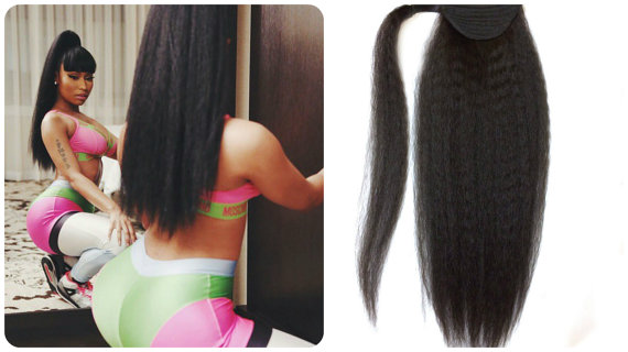dora Top Selling Brazilian Hair Kinky straight Drawstring Ponytail Wrap Around Ponytail Natural Color 100% Human Hair 80g Extensions