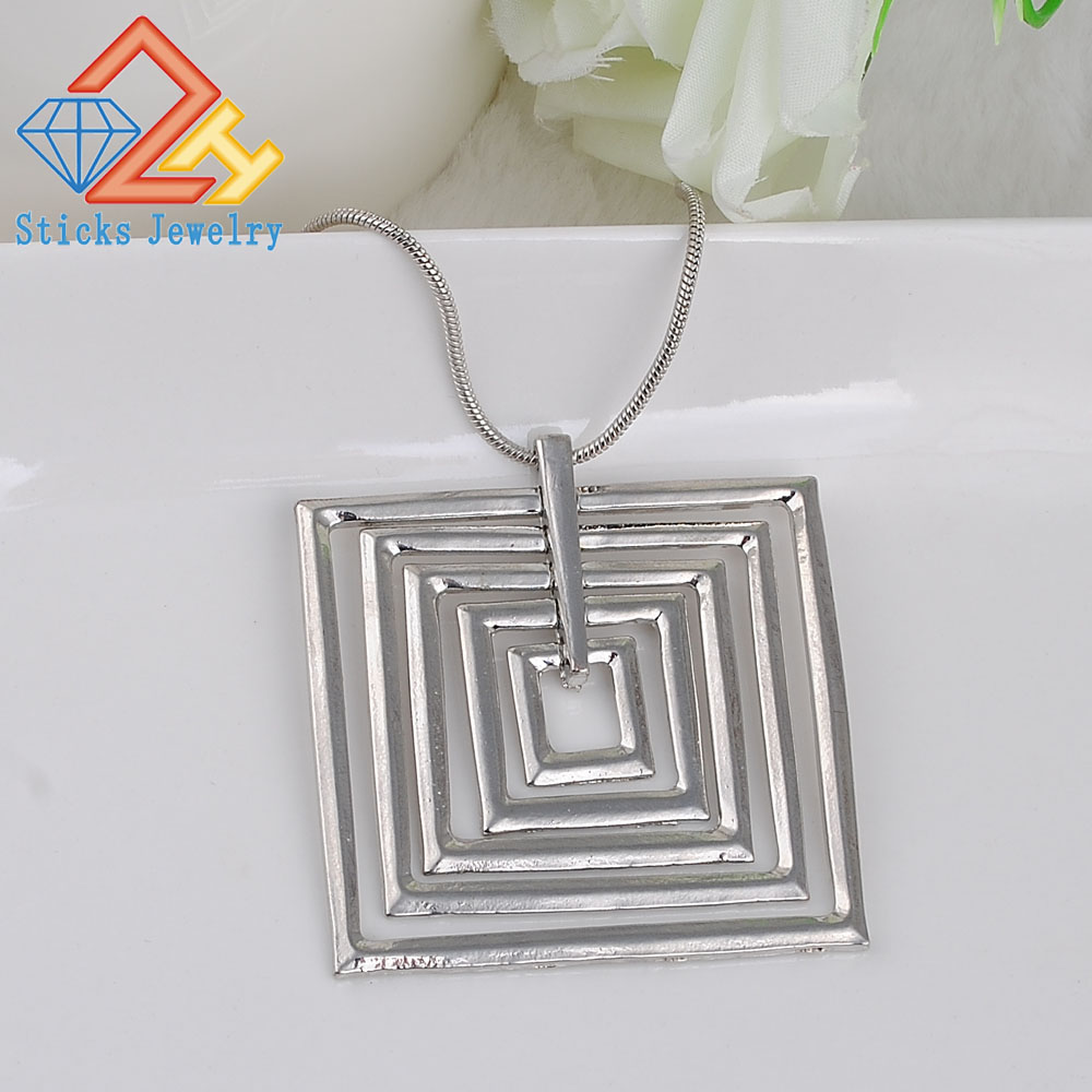 Hot Selling Fashion Geometric Square Pendant Clavicle Chain Free shipping