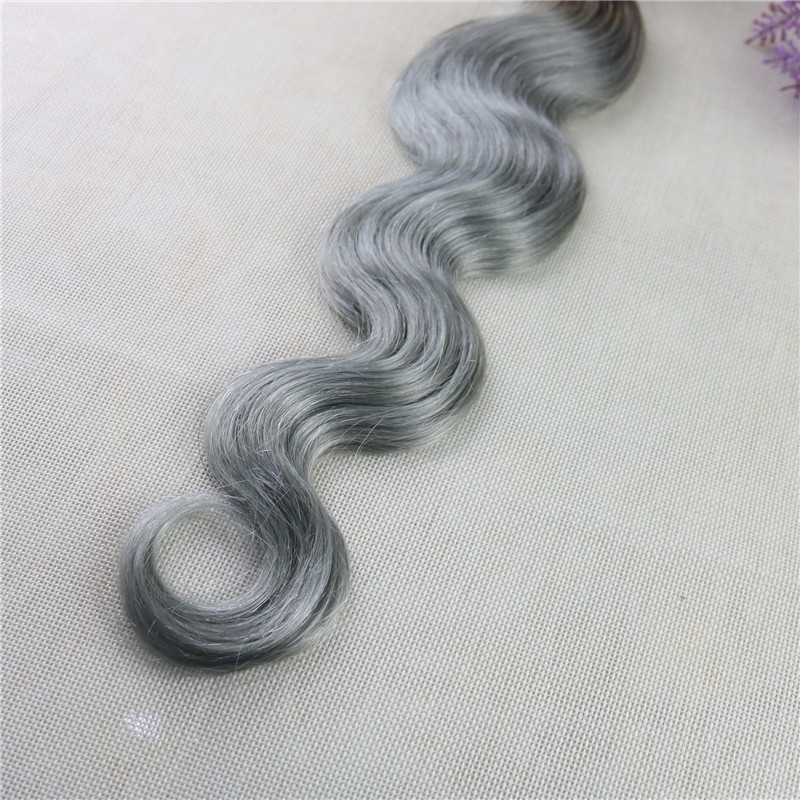 Ombre Silver Grey Body Wave Hair Weaves Brazilian Human Hair Extensions Remy Hair Bundles 100gram Per Piece
