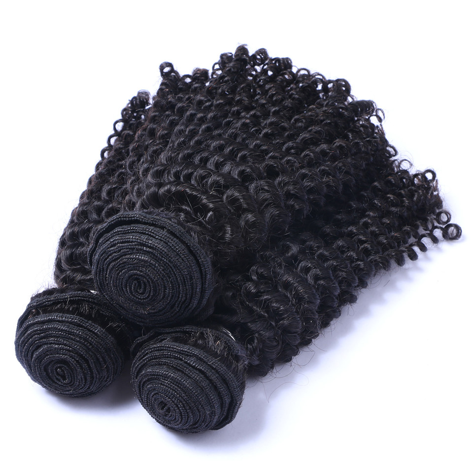 Unprocessed Brazilian Peruvian Indian Malaysiay Human Remy Virgin Hair Kinky Curly Weft Hair Weave Hair Extensions Natural Color 3pcs