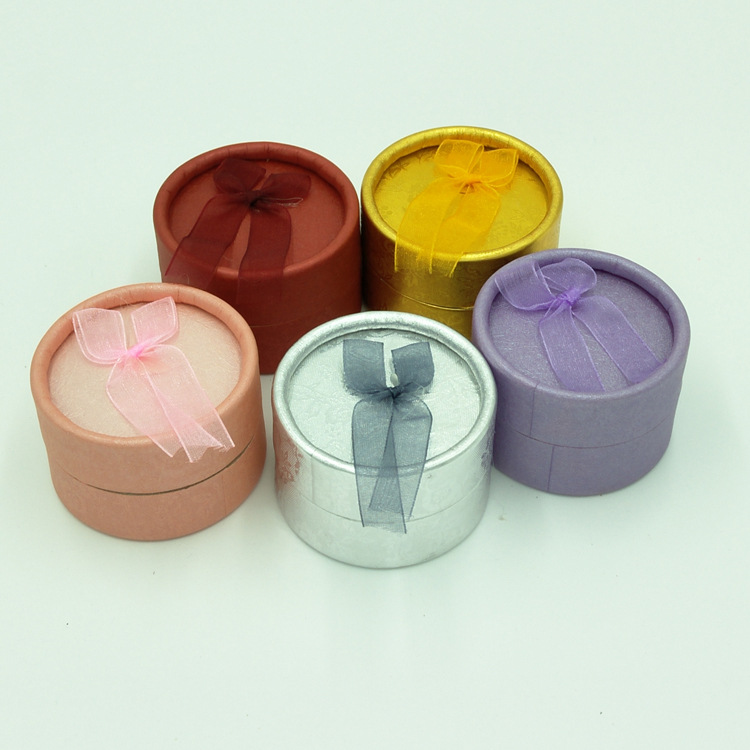5.5 * 5.5 * 3.5CM multi-color bow small round ring box earrings box gift gift box