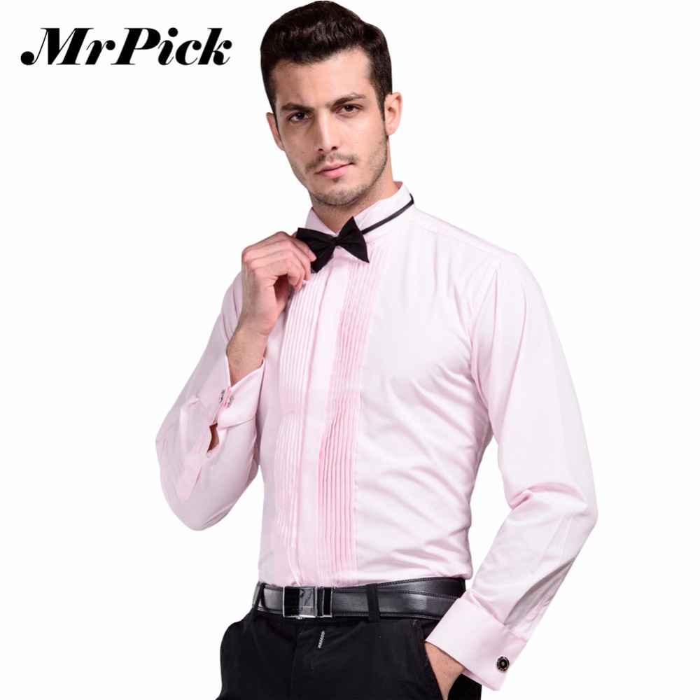 Wholesale- 2016 New French Cuff Button Shirt Men's Business Casual Shirts Wedding Dress Fashion Swallow Collar Shirts 3XL Z1542-Euro