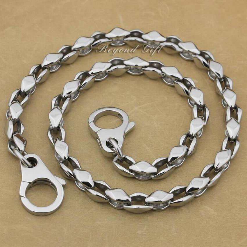 LINSION 14~32 Inches 316L Stainless Steel Mens Biker Rocker Punk Wallet Chain KeyChain 5T007WC