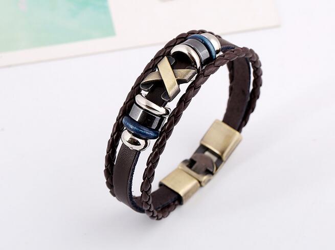 Punk bracelet jewelry factory direct cowhide bracelet retro leather necklace