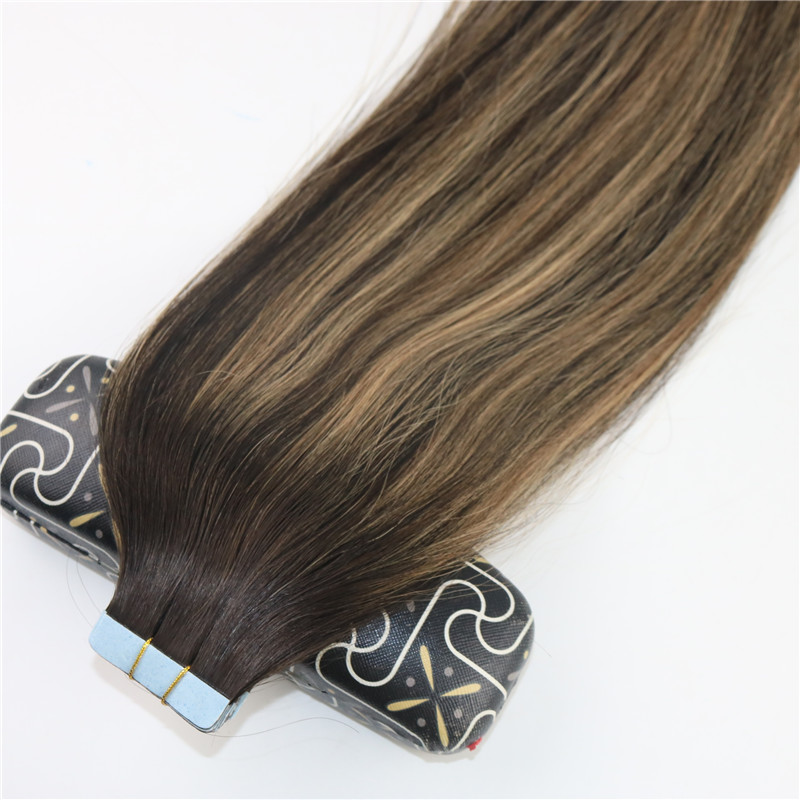 100gram Colored #2#3#27 Blonde Highlight Ombre Hair Balayage Skin Weft Seamless Brazilian Virgin Hair Extensions Tape in Hair Extensions