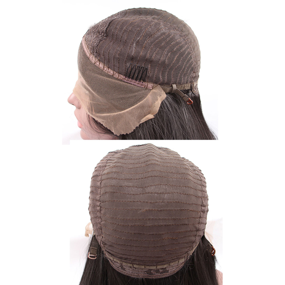 High Temperature Fiber Brazilian Wigs Middle Part Long Straight Black Synthetic Braided Lace Front Wig with Baby Hair