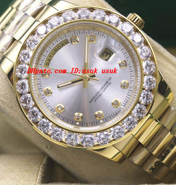 Luxury Watches Mens 18k Yellow Gold Bigger Diamond Dial & Bezel Watch 18338 Automatic Fashion Brand Men's Watch Wristwatch, White
Luxury Watches Mens 18k Yellow Gold Bigger Diamond Dial & Bezel Watch 18338 Automatic Fashion Brand Men's Watch Wristwatch, White