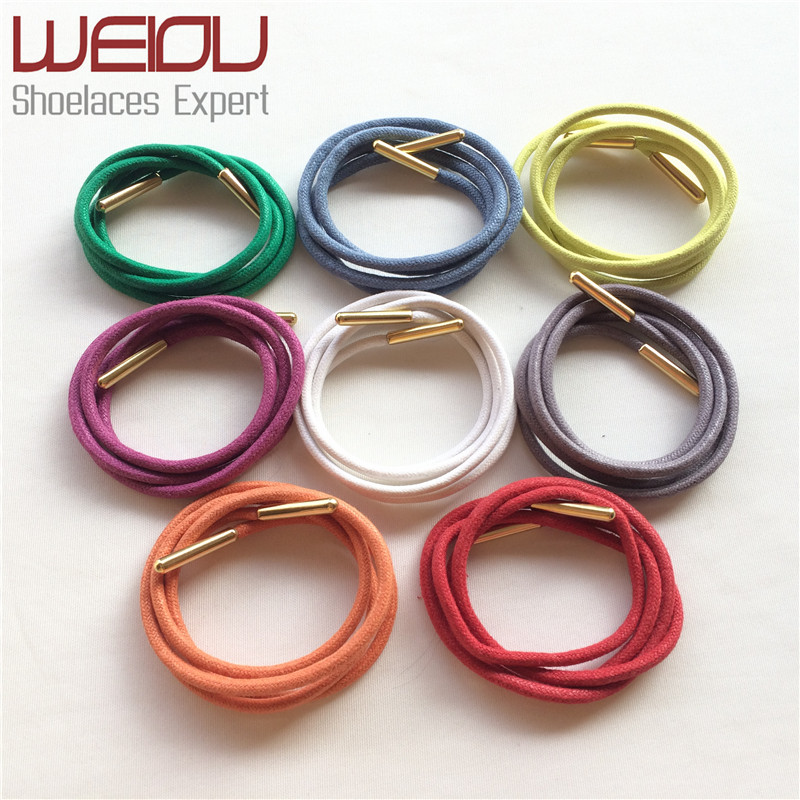 Weiou Gold metal aglets dress shoe strings waxed colored shoelaces round waterproof laces 70cm/27.5'' for leather shoes
Weiou Gold metal aglets dress shoe strings waxed colored shoelaces round waterproof laces 70cm/27.5'' for leather shoes