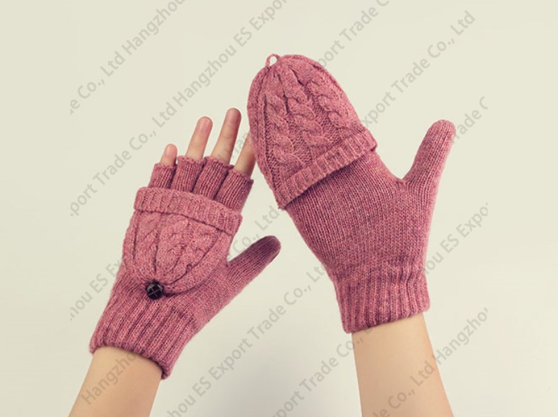 Woolen Women Clamshell Gloves Double Twist Cover With Warm Mittens Half Fingers Fashion