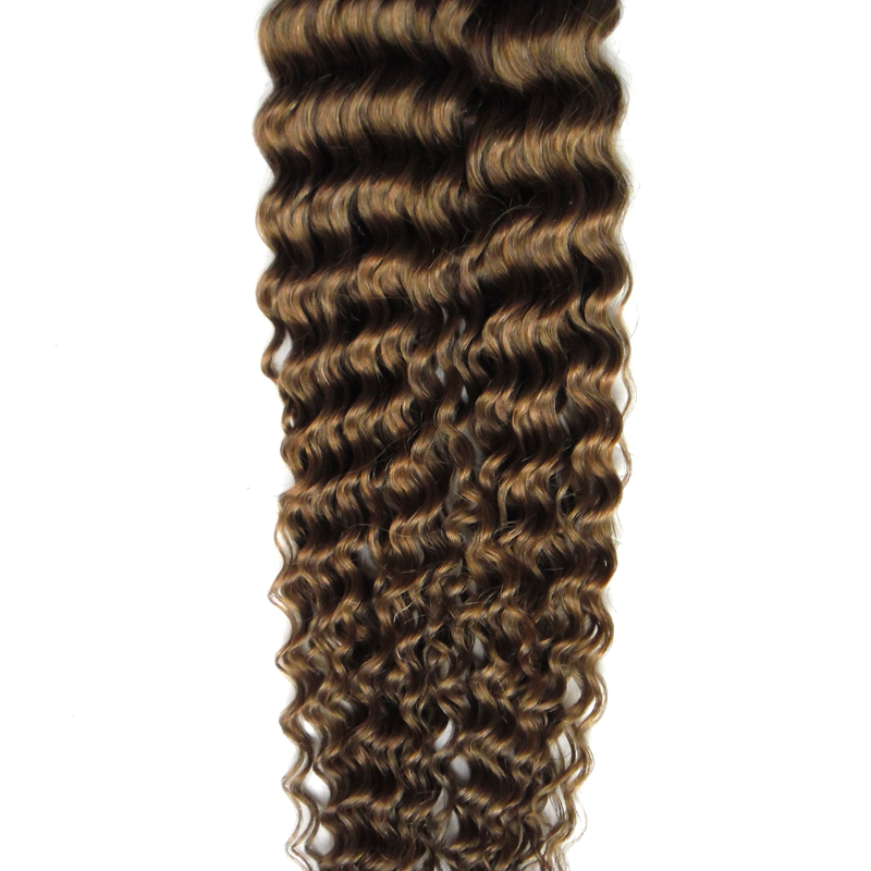 #4 Dark Brown Deep Curly Brazilian Virgin Hair Skin Weft Hair Extensions 40 pieces 6A 100g tape in human hair extensions