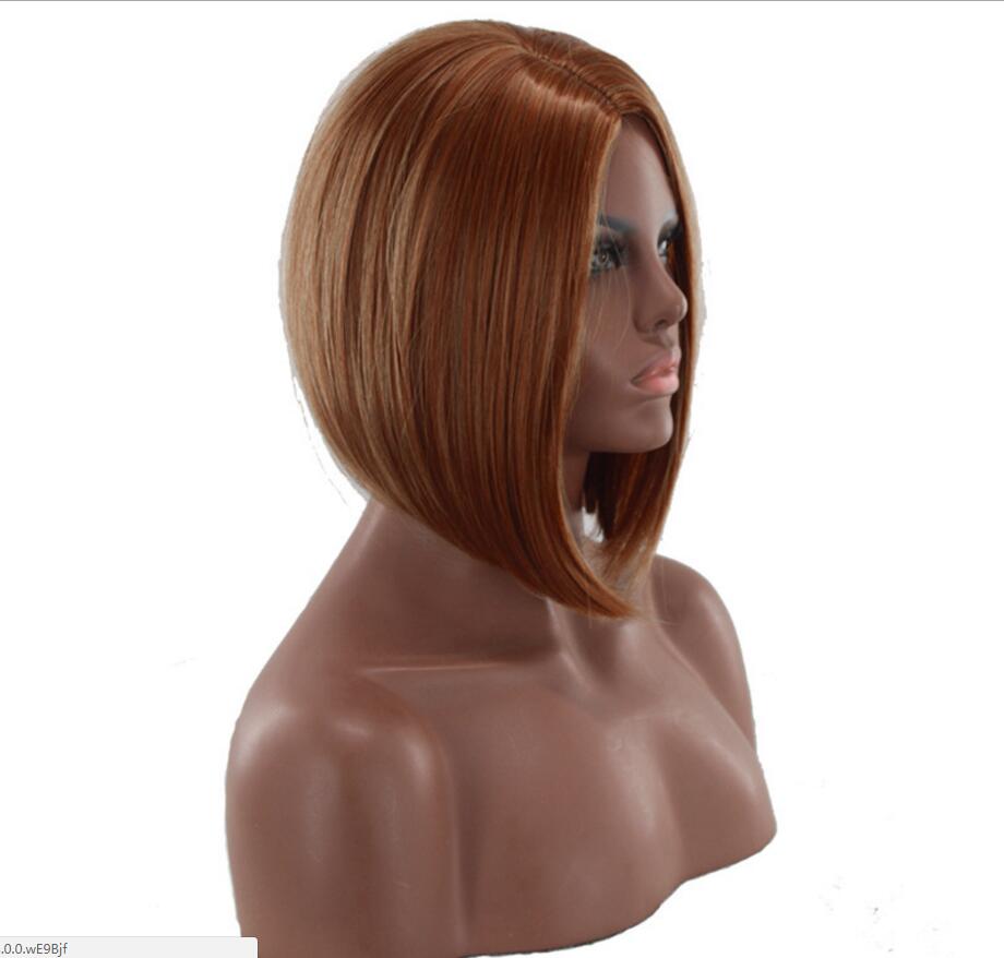 Fashion Short BOB Synthetic Straight Brown wig Hairstyle Hightemperature Cosplay Hair for Ladys