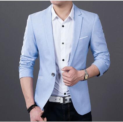 Wholesale free shipping Mens slim fit fashion cotton blazer Suit Jacket black blue plus size S-5XL Male blazers Mens coat We