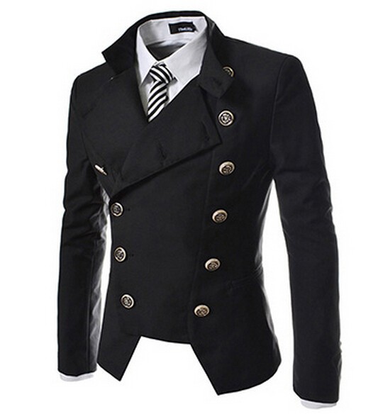 Wholesale- Fashion Suit For Men 2016 Brand New Fashion Double Breasted Men's Blazer Men Slim Business Suit Jackets Free Shipping