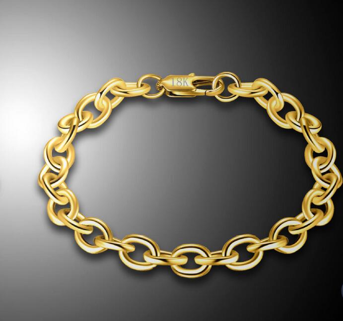 Free shipping Tradition Chain High quality Top Sale 18k gold Noble fashion charm Bracelet Jewelry