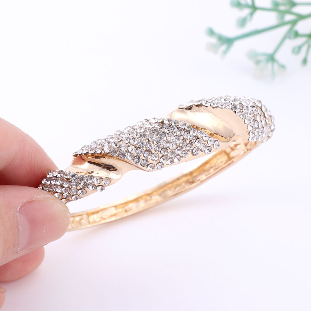2 Colors Gold Silver Plated Women Statement Necklace Bracelet Ring Earrings For Party Wedding Jewelry Sets