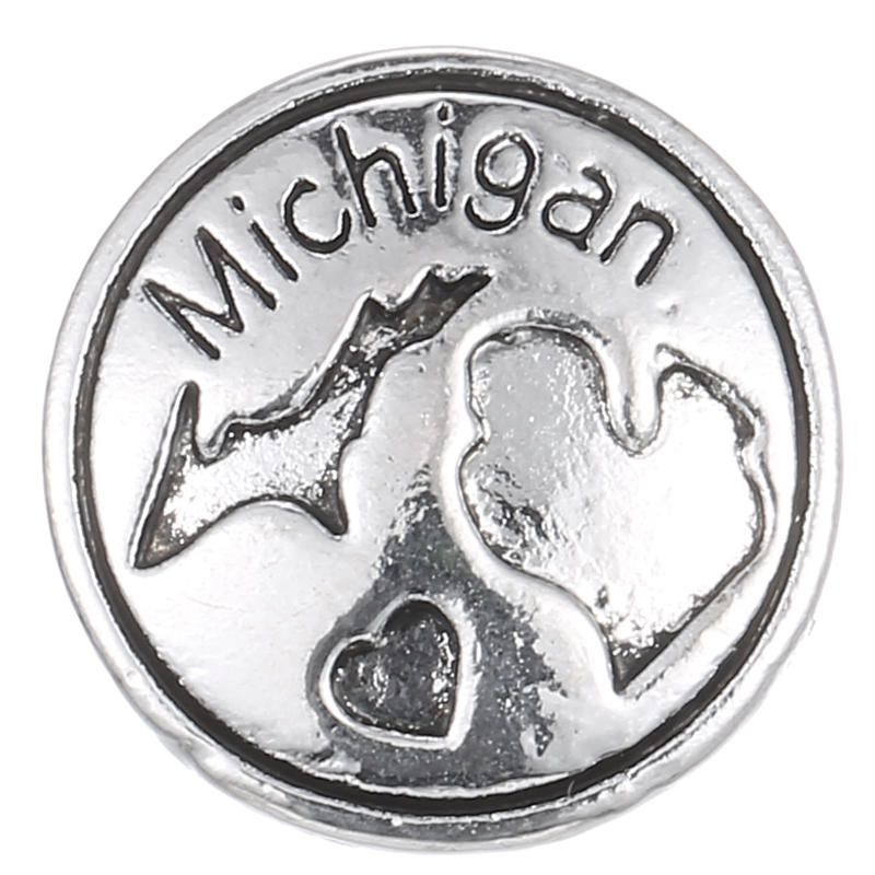 10pcslot Silver Michigan Snap Buttons 18mm Charms Jewelry Snap For DIY Silver Snap Bracelet