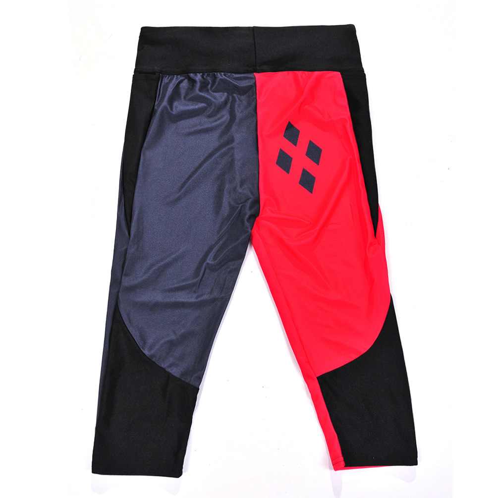 High quality Summer digital printing red and black Women's Leggings four-shaped hip waist 7 points sports pants W062 Womens Legging