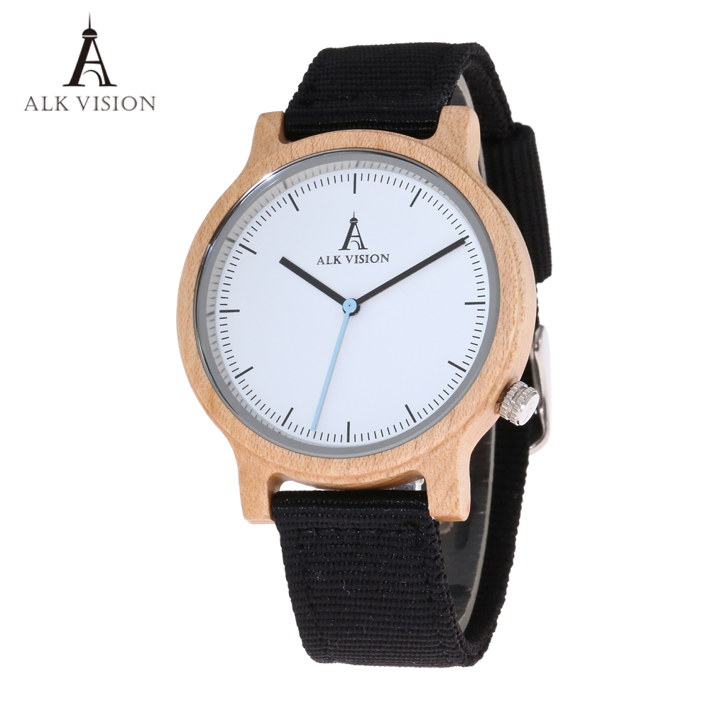 ALK Vision Men Wood Watch with Canvas Strap Fashion Casual Wristwatch Simple Quartz Watch Clock relogio masculino Watches, Blue white red
ALK Vision Men Wood Watch with Canvas Strap Fashion Casual Wristwatch Simple Quartz Watch Clock relogio masculino Watches, Blue white red