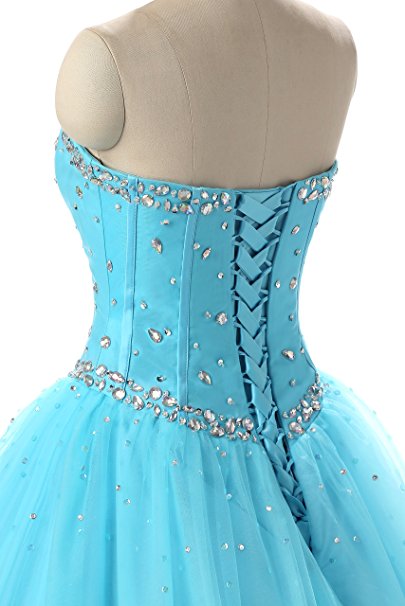 Bealegantom New Stock Blue Quinceanera Dresses 2017 Ball Gown Ruffle Beaded Crystal Sweet 16 Prom Pageant Debutante Party Gown 2-16 QC 338