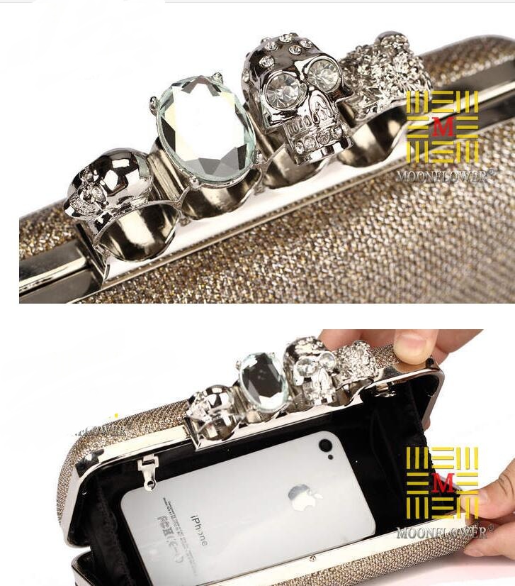 NEW Rhinestones women clutch bags diamonds finger ring Bridal Hand Bags crystal wedding bridal handbags purse bags holder