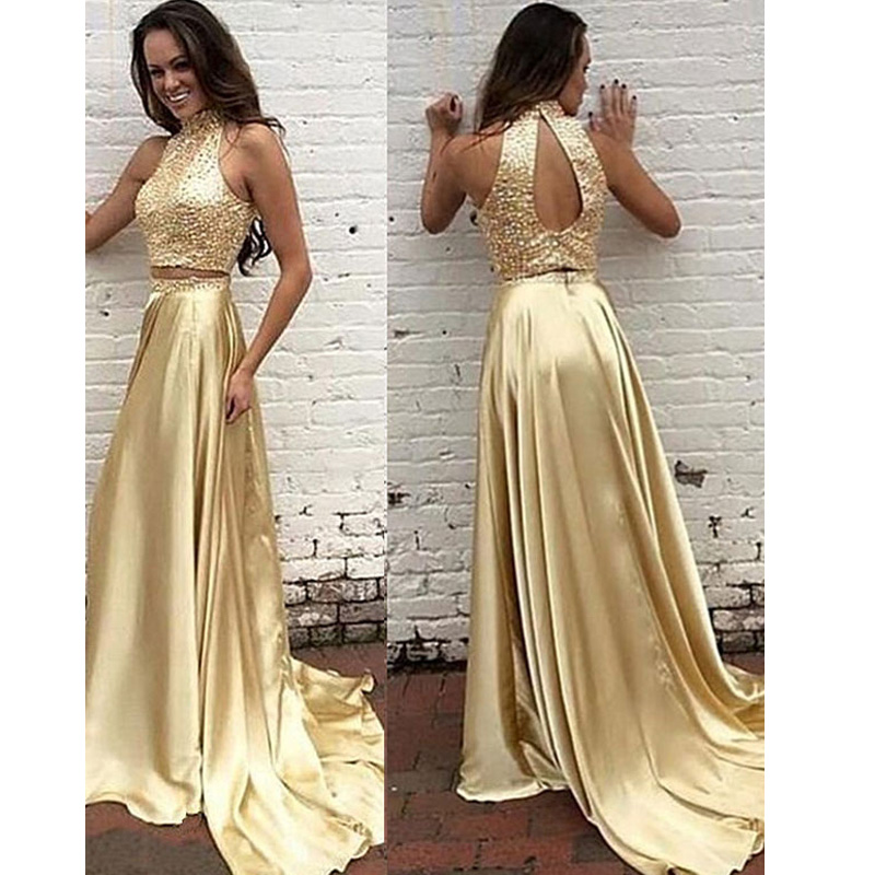 Gorgeous Sparkly Hnadmade Gold Prom Dresses Long 2 Pieces Prom Gowns Charming Women Dress Newst, Black
Gorgeous Sparkly Hnadmade Gold Prom Dresses Long 2 Pieces Prom Gowns Charming Women Dress Newst, Black